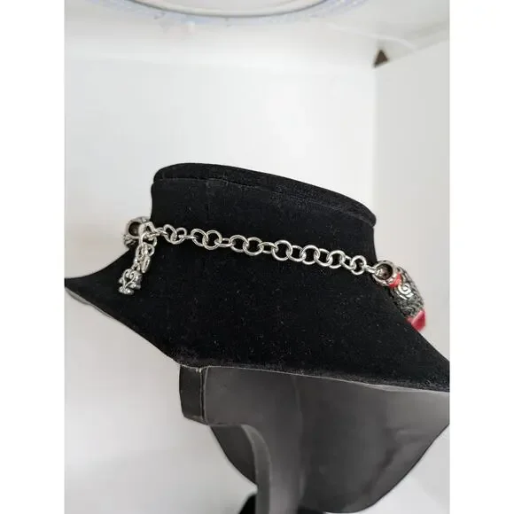 Brighton Red Coral Silver Plated Bead Necklace w/Adjustable Clasp Length 20" - Picture 4 of 6